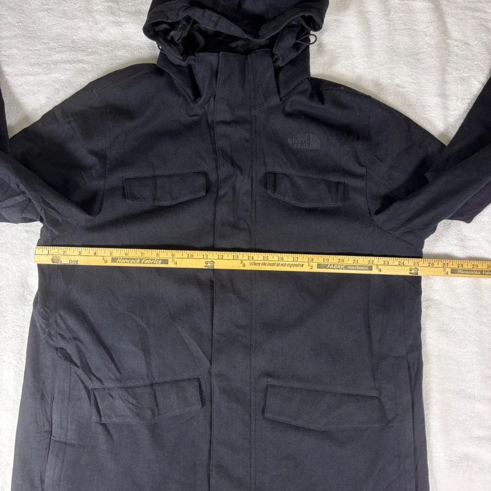 North Face Mens Wool Hooded Parka‎ Jacket Large Dark Charcoal Gray Warm Winter